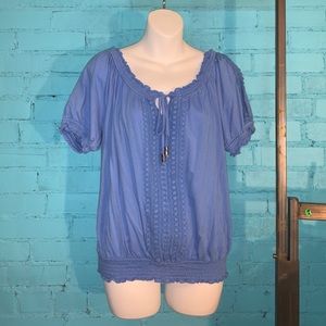 rxb Blue Ruffled Blouse/Top Women’s Sz M